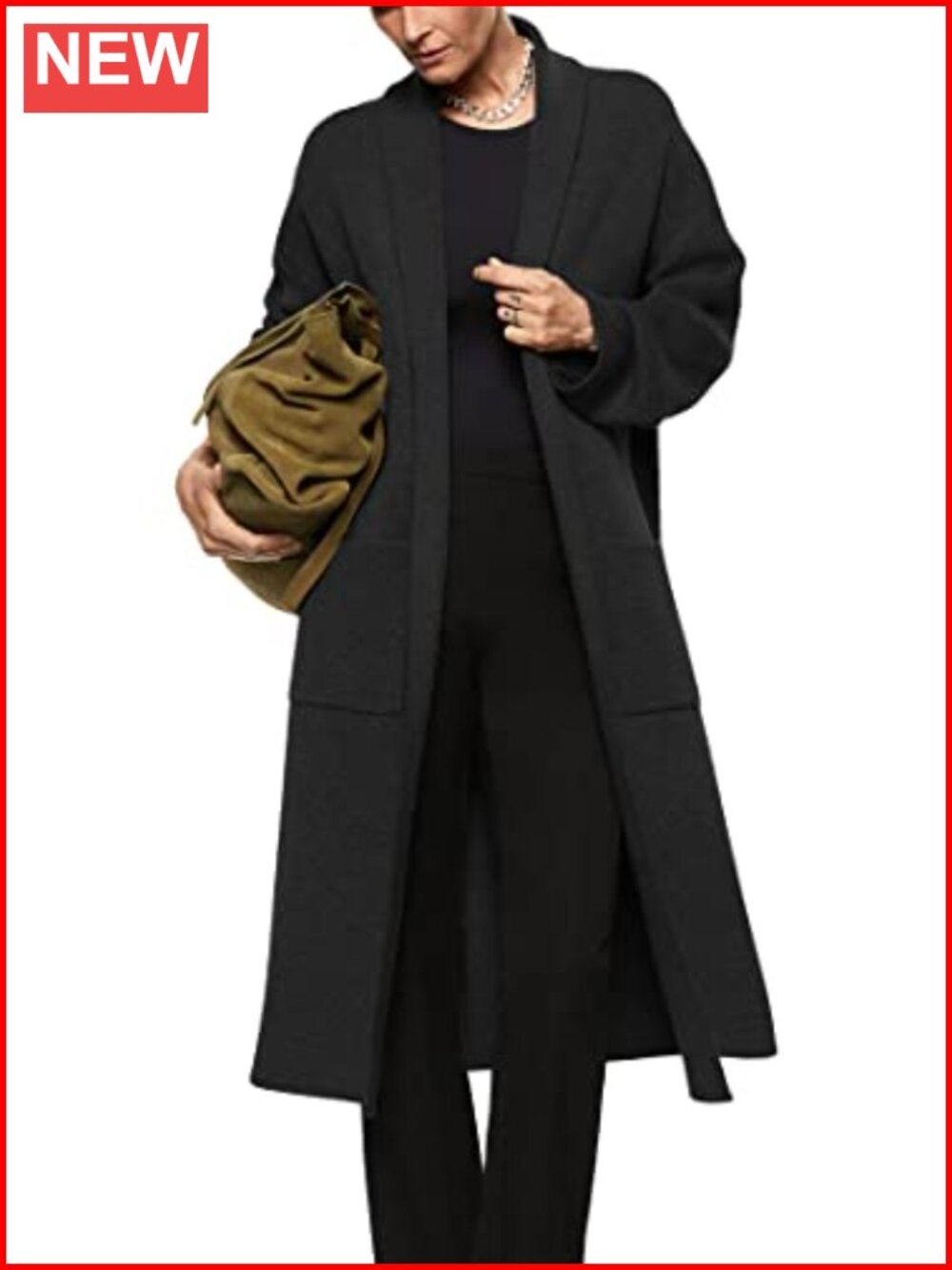 Womens Oversized Open Front Cardigan Sweater Long Sleeve Maxi Coat Knit